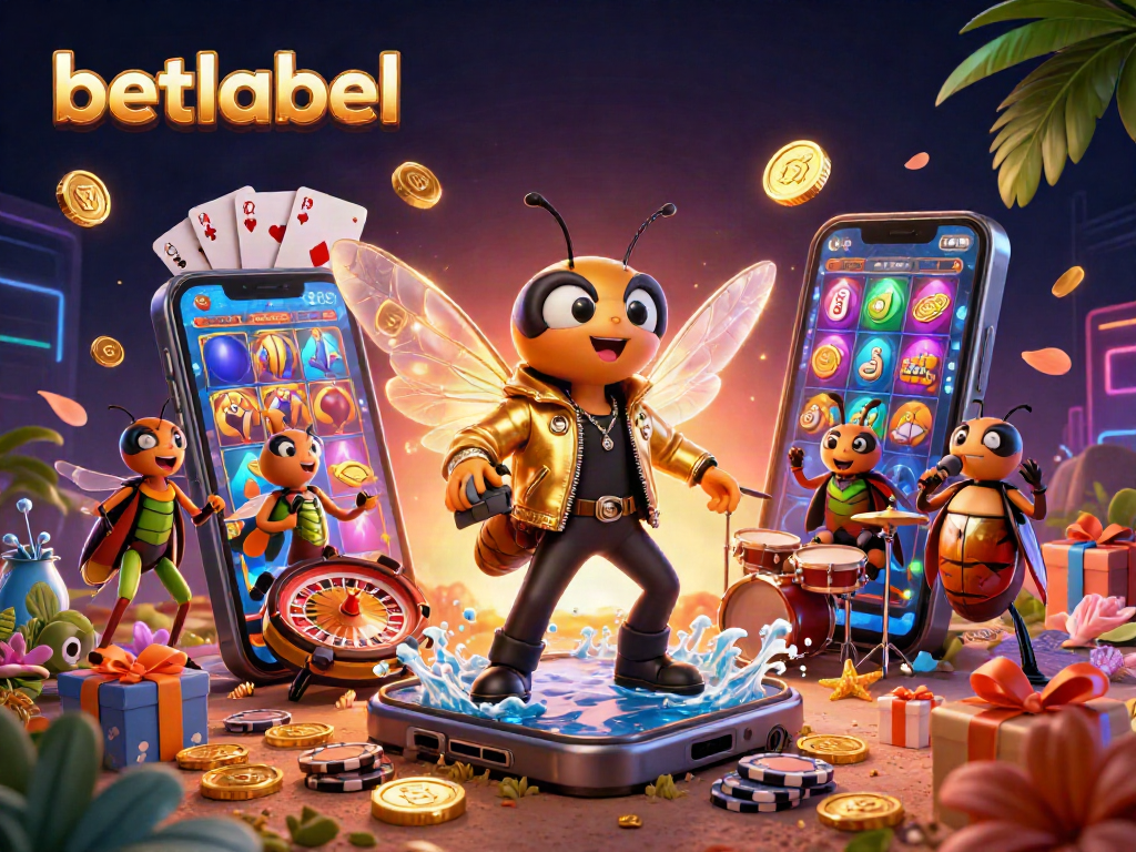 Experience thrilling bets at betlabel with an electrifying rock star casino scene, showcasing vibrant slot action.